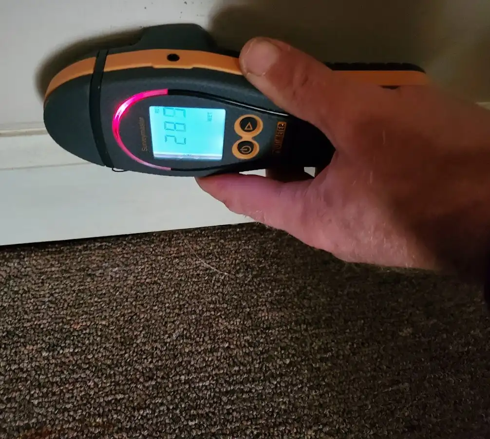 Moisture detection at baseboard during Burst Pipe Cleanup in Saratoga Springs